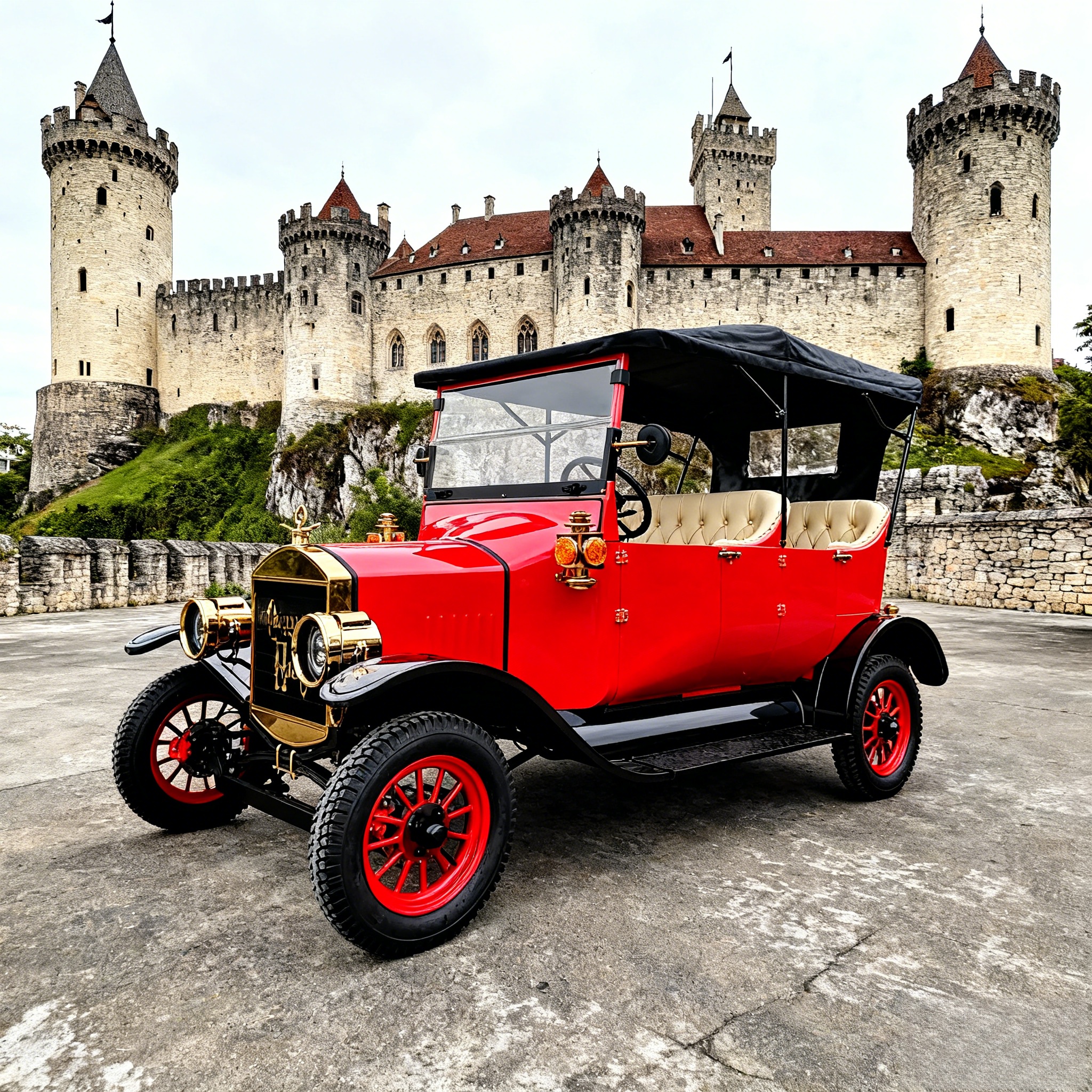 Carro el&eacute;trico retr&ocirc; roxo Yatian - ponto de fotos tur&iacute;sticas no movimentado mercado.