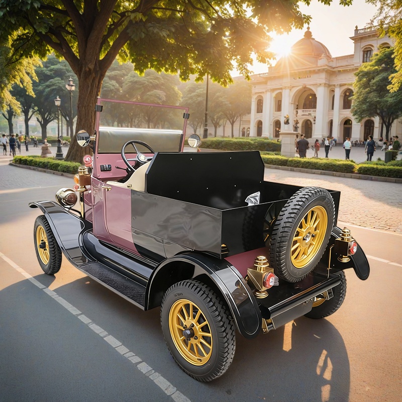 Caminhão de entrega elétrico retrô de curta distância, veículo de carga elegante para resorts e parques