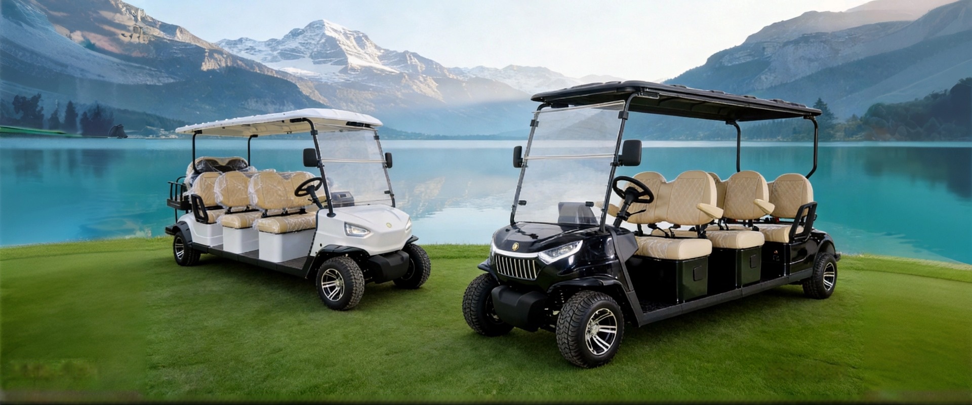 Carrinho de golfe el&eacute;trico para uso comercial em hotelaria, eventos e parque industrial