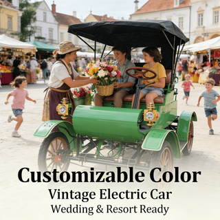 Carro elétrico de turismo vintage em cores personalizáveis ​​- perfeito para casamentos, resorts e atrações turísticas