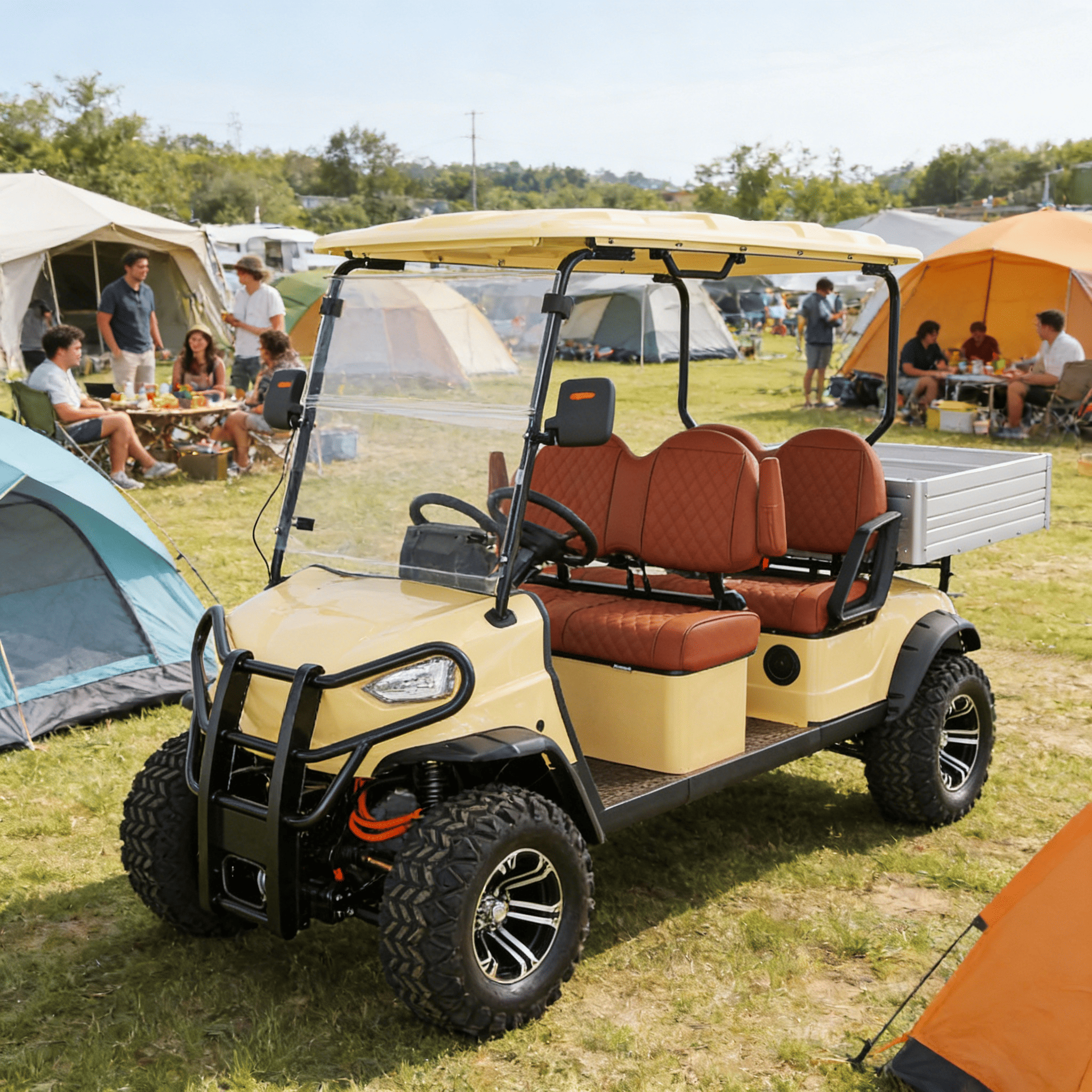 YATIAN GQ04Z Veículo de caça elétrico 4 × 4 de 4 lugares com caixa de carga e trava diferencial