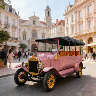 YATIAN LY11N Carro elétrico vintage personalizado rosa e dourado de 11 lugares - ônibus turístico lucrativo em várias cenas