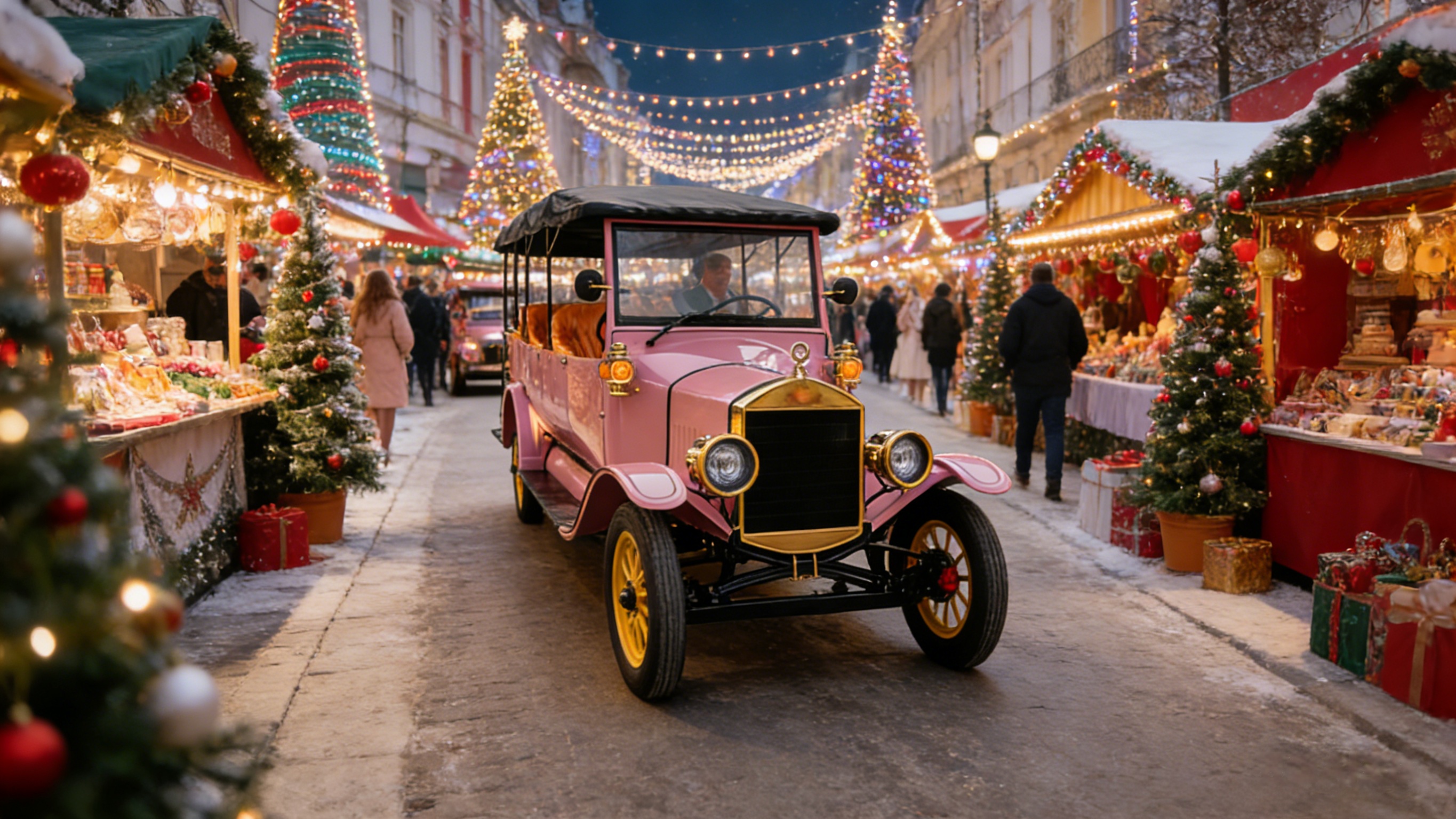 YATIAN LY11N Carro de turismo el&eacute;trico vintage personalizado de 11 lugares rosa e dourado no mercado europeu de Natal