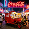 Icônico Food Truck Retro da Coca-Cola - Carrinho de lanches multifuncional famoso na Internet para mercados noturnos (personalizável)