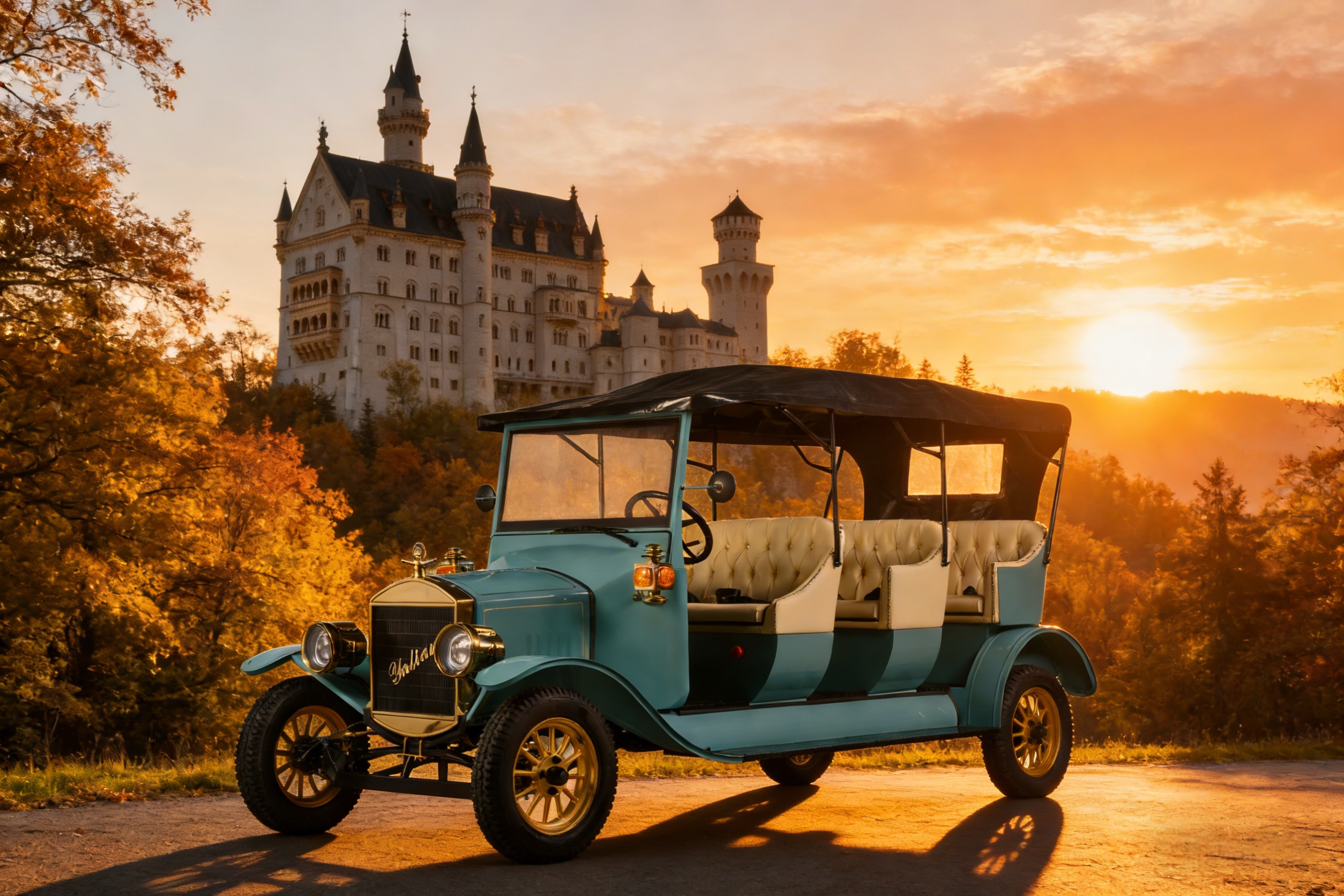 YATIAN Carro elétrico retrô de turismo, veículo vintage conversível personalizado de alta qualidade para pontos panorâmicos, mansões e resorts