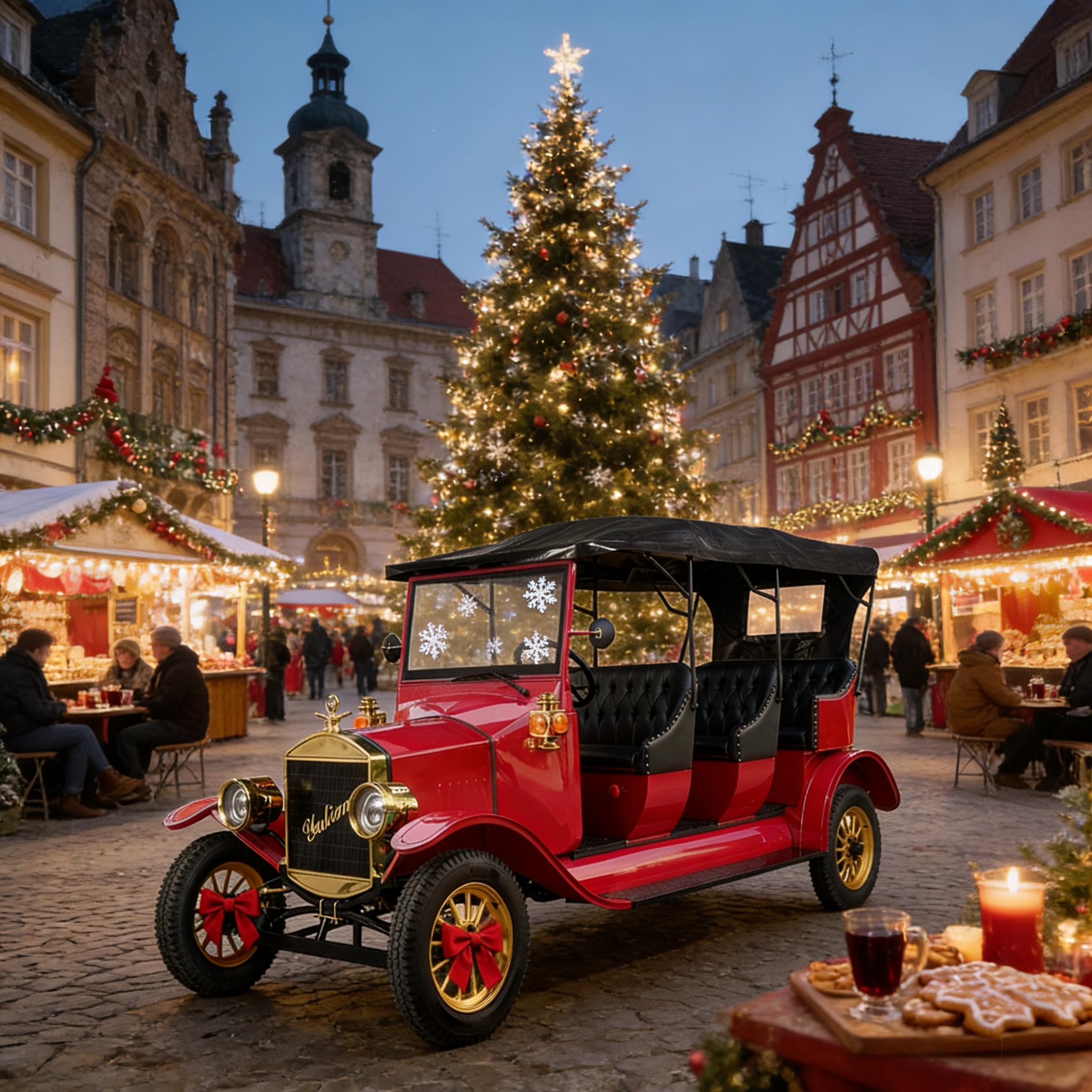 YATIAN Carro elétrico retrô de turismo, veículo vintage conversível personalizado de alta qualidade para pontos panorâmicos, mansões e resorts
