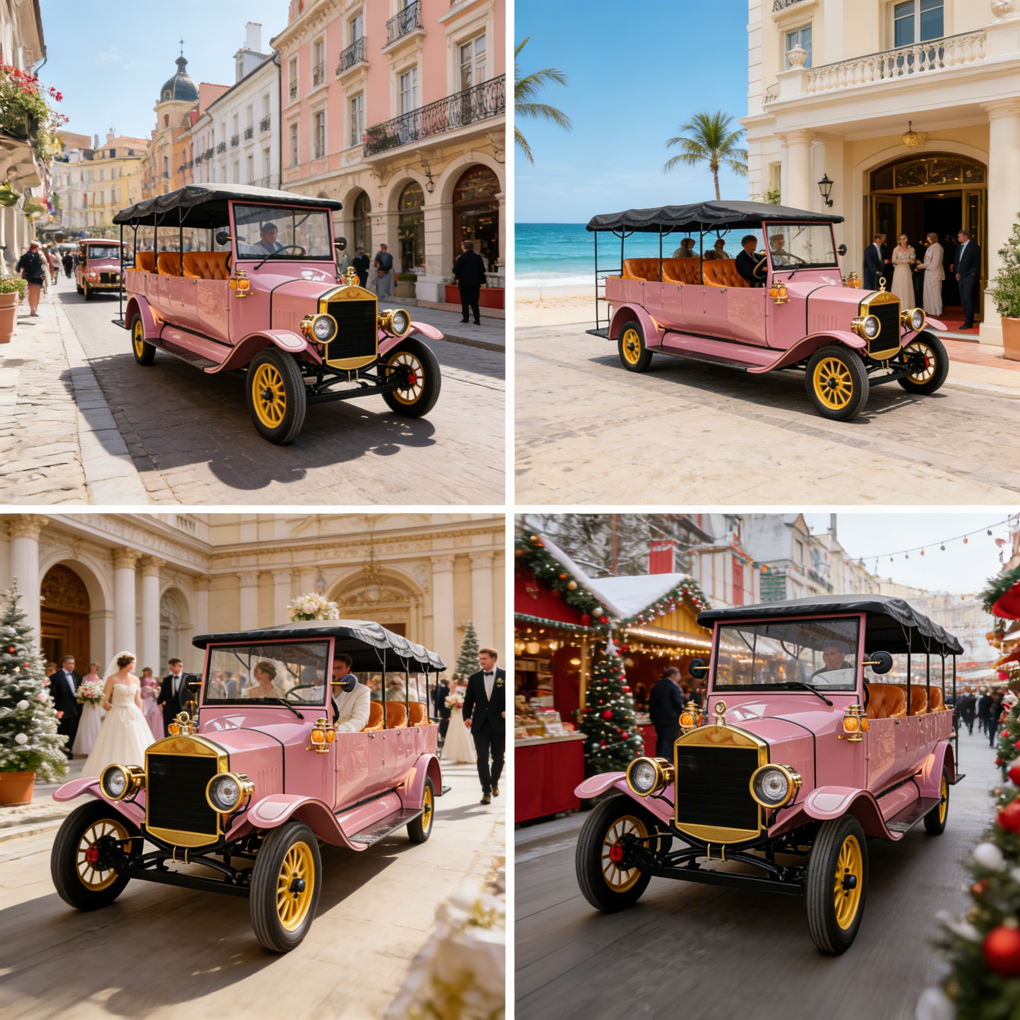 YATIAN LY11N Carro elétrico vintage personalizado rosa e dourado de 11 lugares - ônibus turístico lucrativo em várias cenas