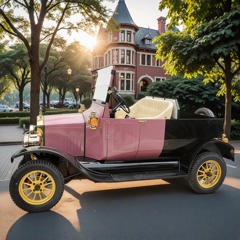 Caminhão de entrega elétrico retrô de curta distância, veículo de carga elegante para resorts e parques