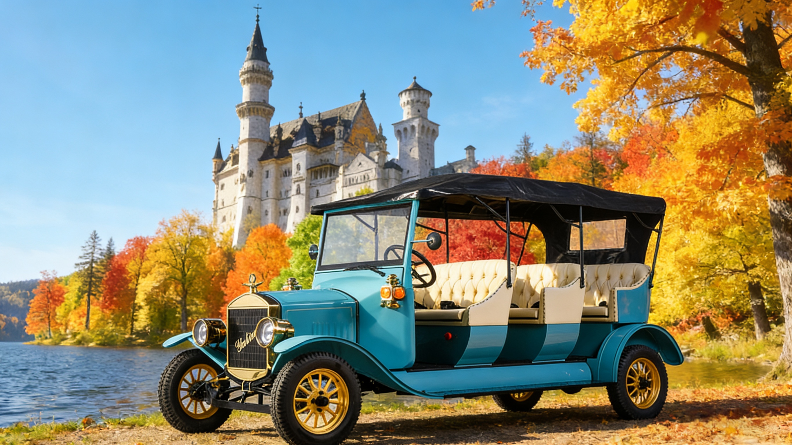 YATIAN Carro elétrico retrô de turismo, veículo vintage conversível personalizado de alta qualidade para pontos panorâmicos, mansões e resorts