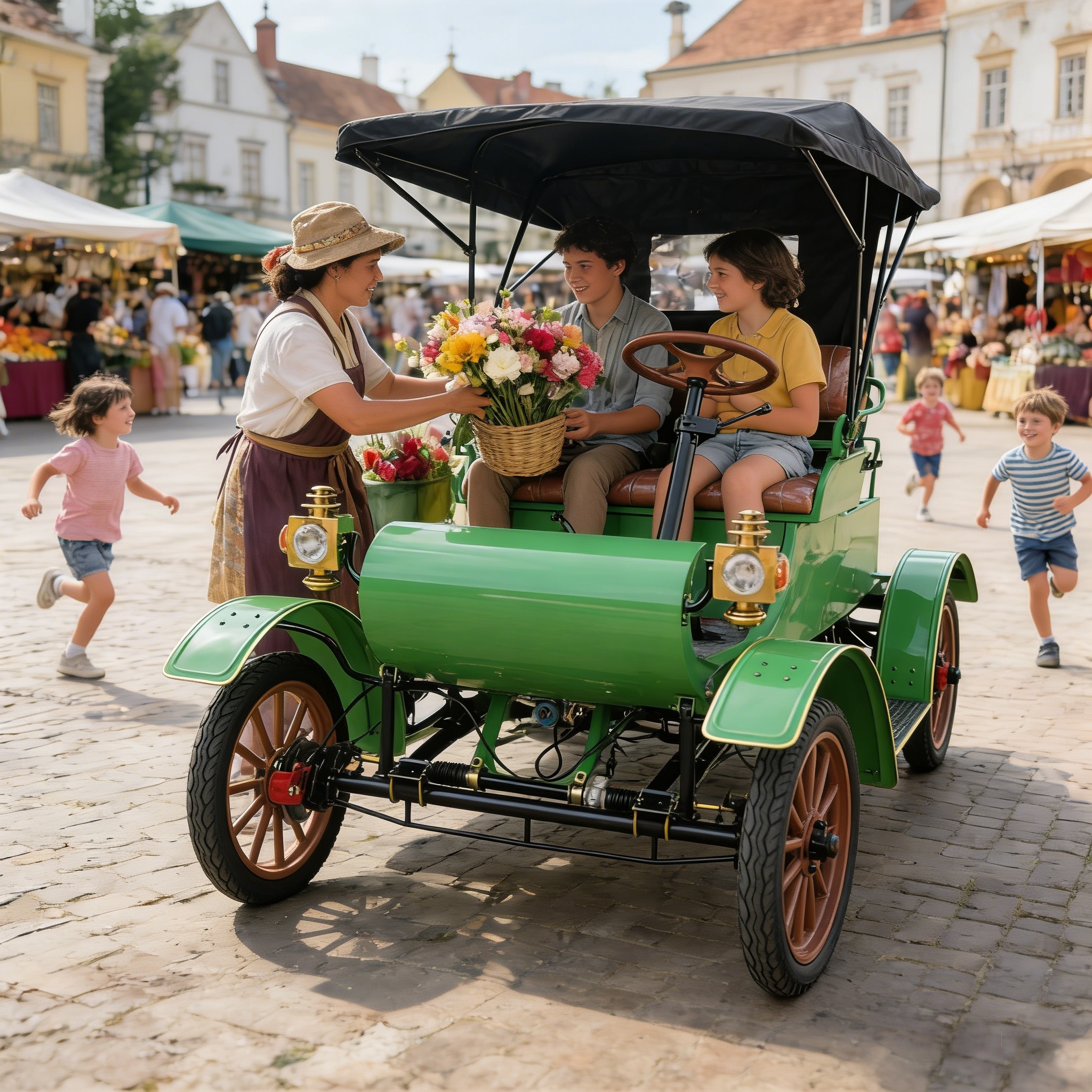 Carro elétrico turístico vintage para resorts, casamentos e cidades históricas – estilo clássico de 2 lugares | Yatian LY02A