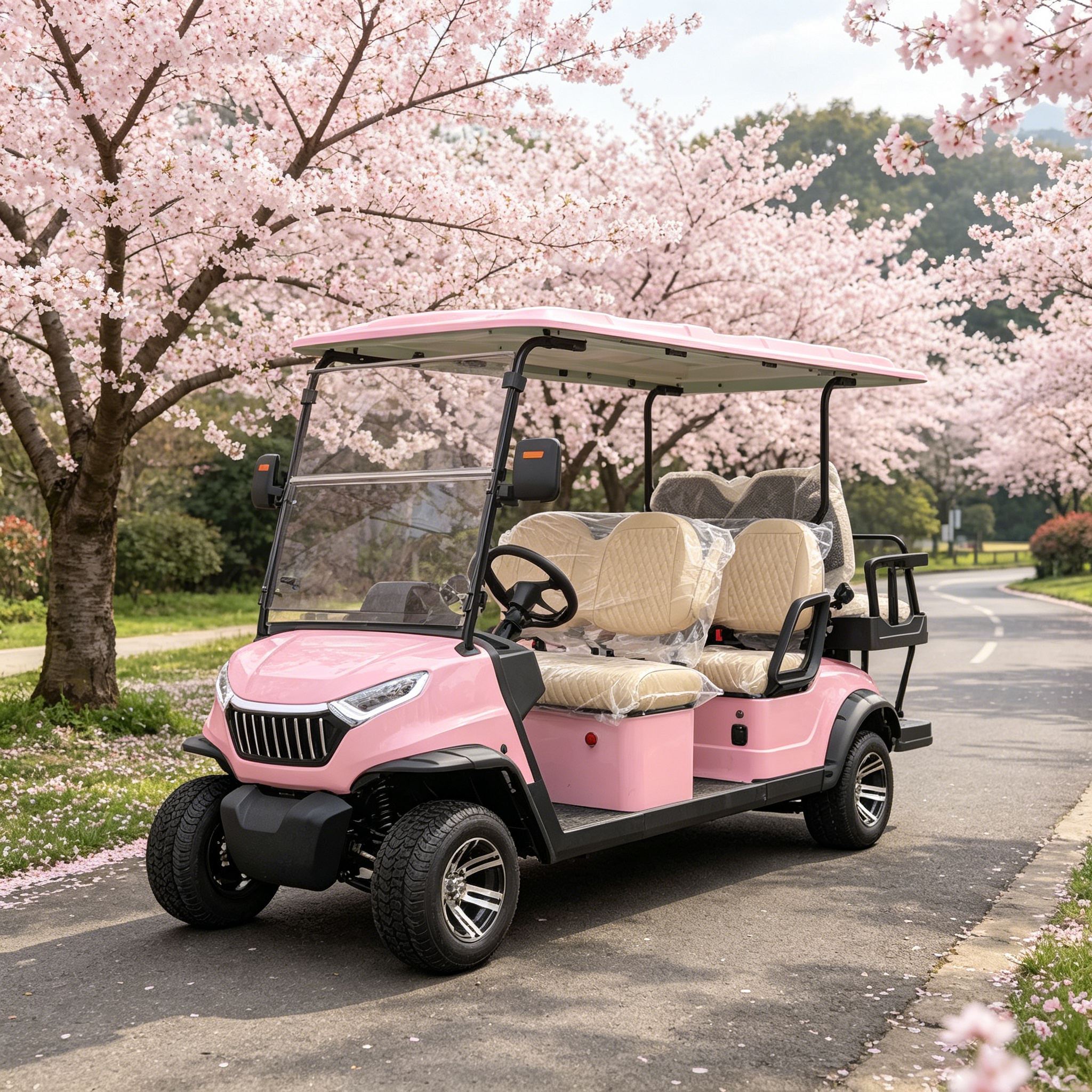 Carrinho de golfe elétrico GQ42C 4 + 2 lugares | Motor 48V 5KW com alcance de 80km