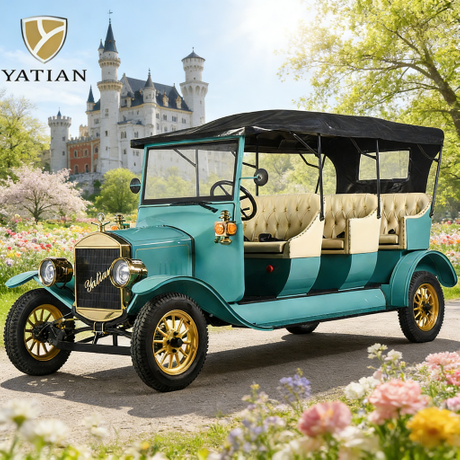 YATIAN Carro elétrico retrô de turismo, veículo vintage conversível personalizado de alta qualidade para pontos panorâmicos, mansões e resorts