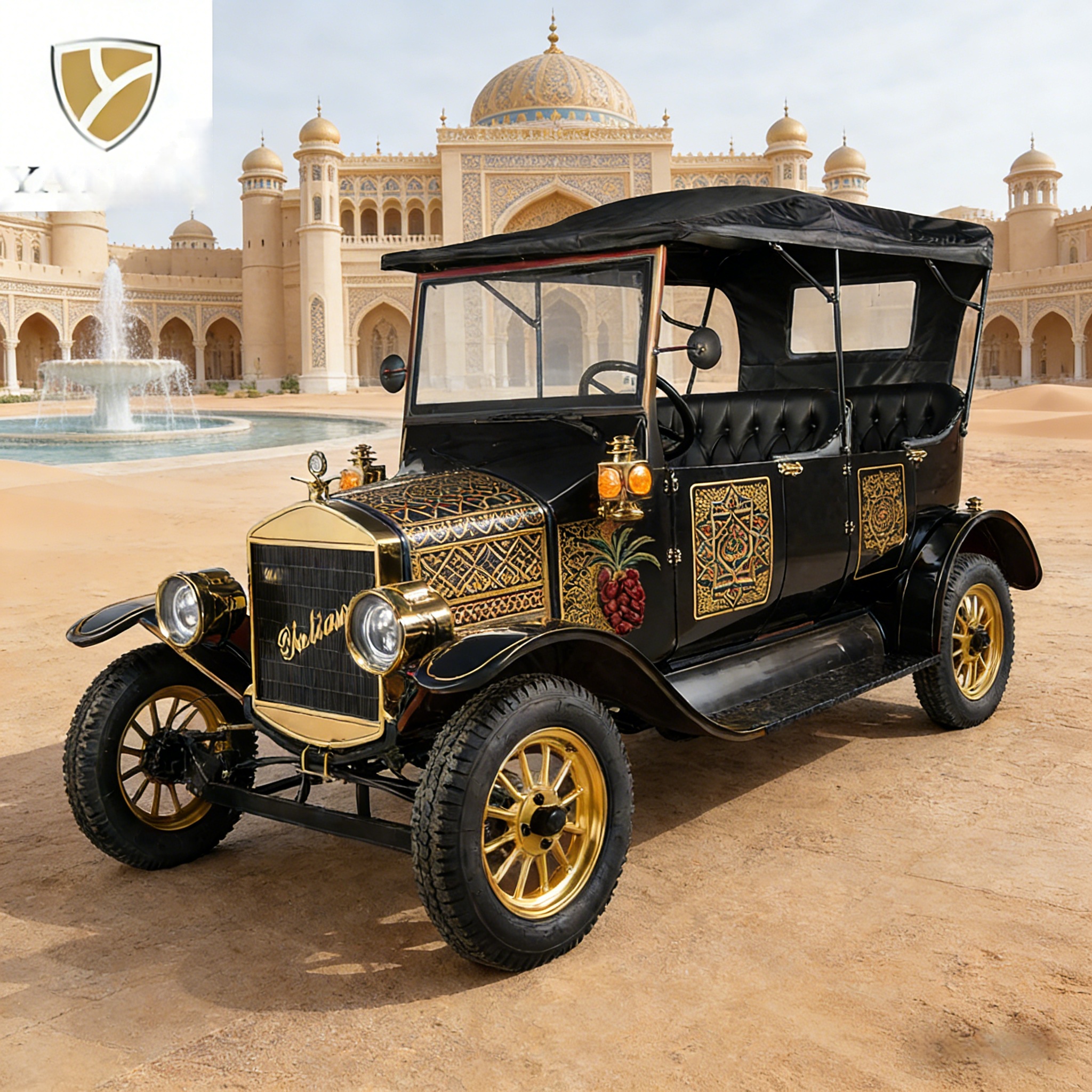 Carro tur&iacute;stico el&eacute;trico antigo para resorts costeiros