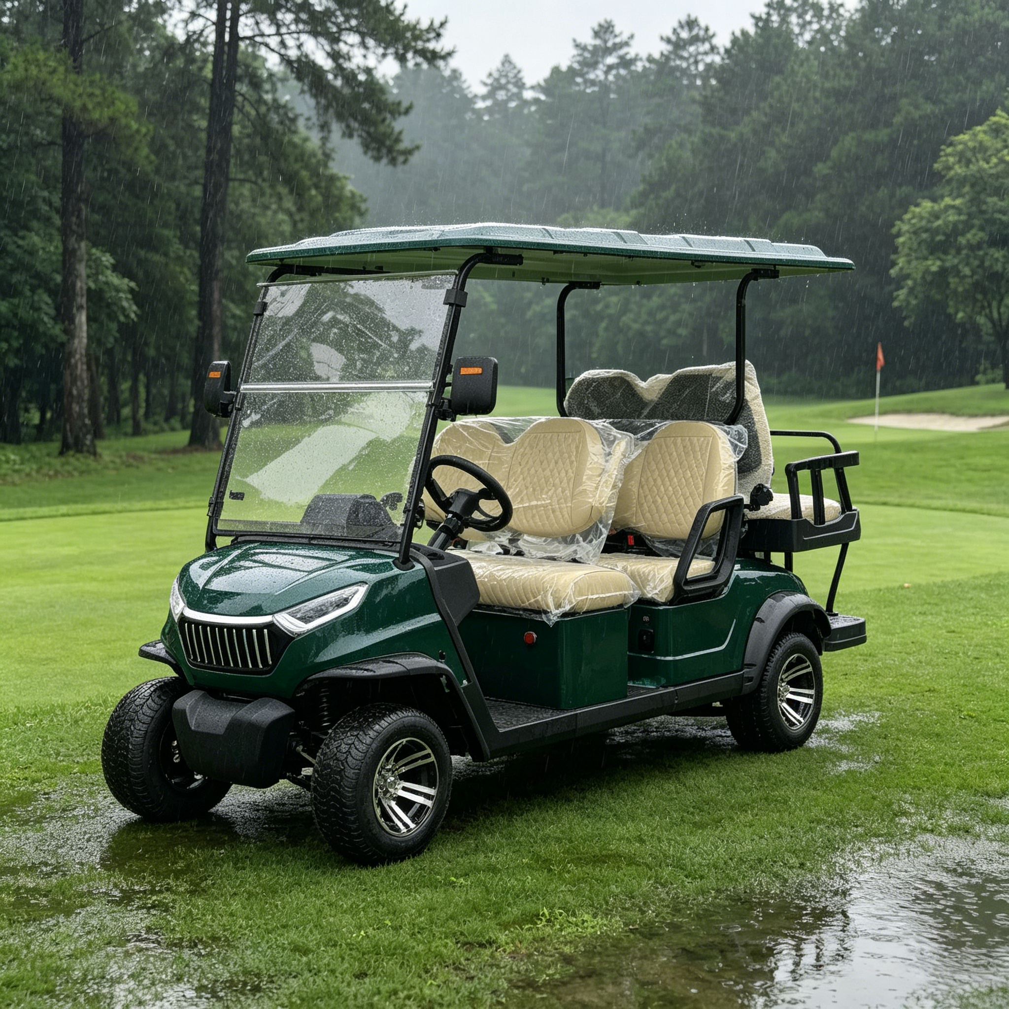 Carrinho de golfe elétrico GQ42C 4 + 2 lugares | Motor 48V 5KW com alcance de 80km