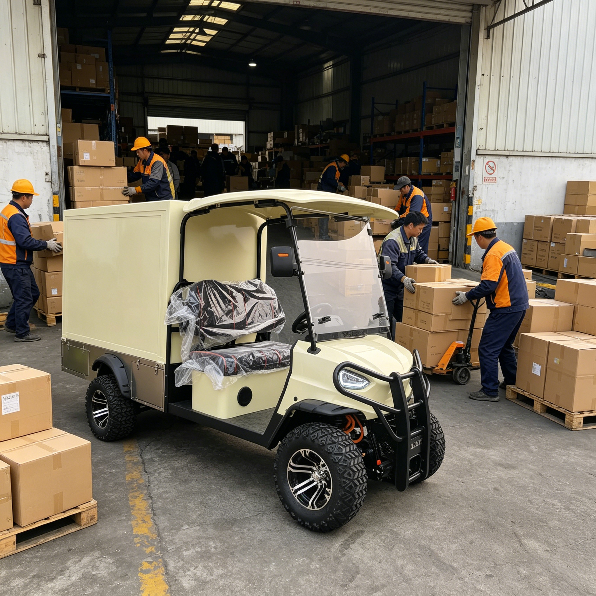 Carro de golfe elétrico 4x4 com caixa de carga (modelo GQ04X)